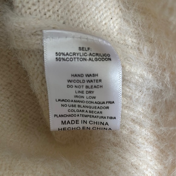 Cream Cowl Neck Sweater with Relaxed Fit - Picture 3 of 3